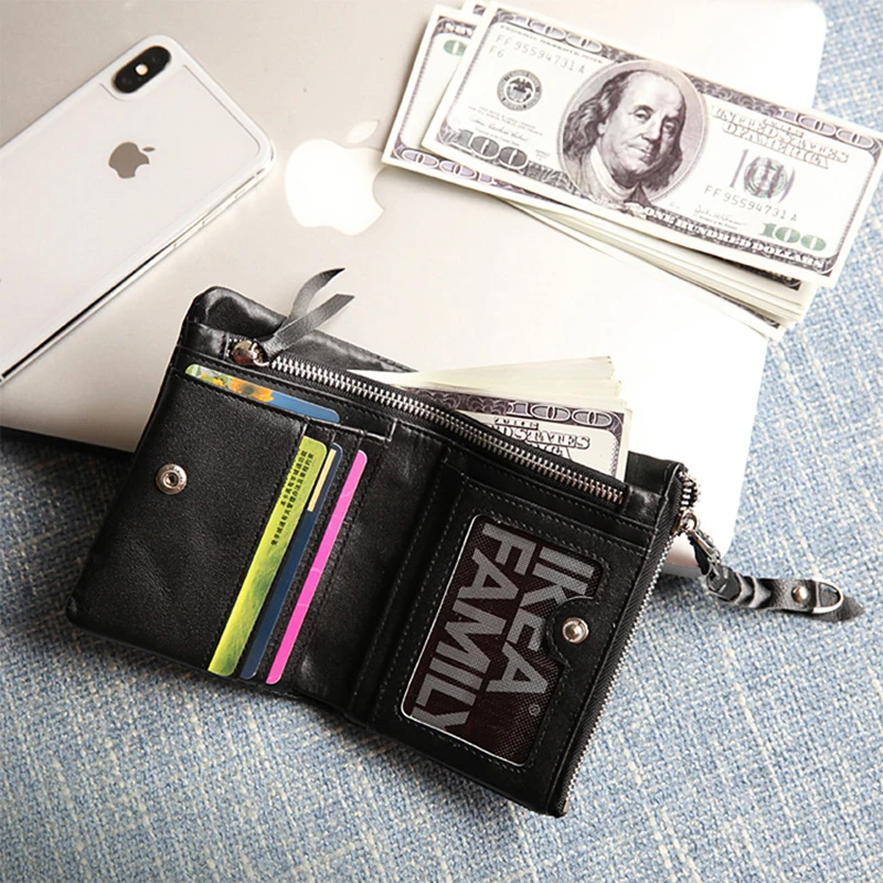 Мужской кошелек из натуральной кожи роскошные дизайнерские Короткие Двойные