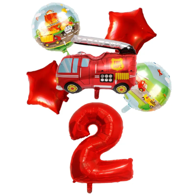 OEING мультфильм воздушные шары автомобили для малышей с изображением пожарной