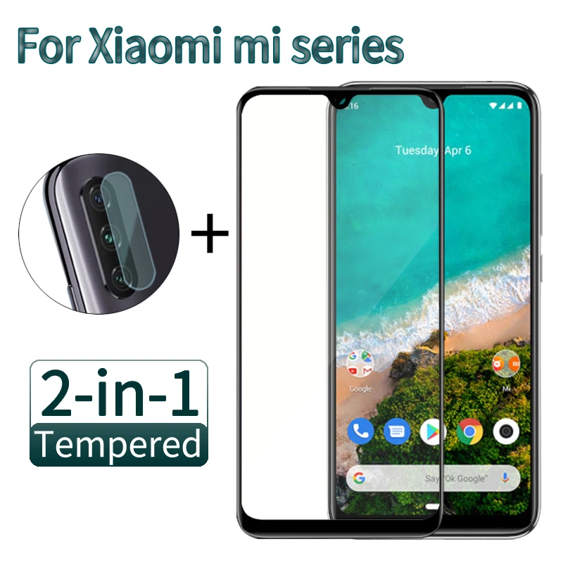 2 в 1 Защитная пленка для объектива из закаленного стекла Xiao mi A1 A2 A3 Lite полное