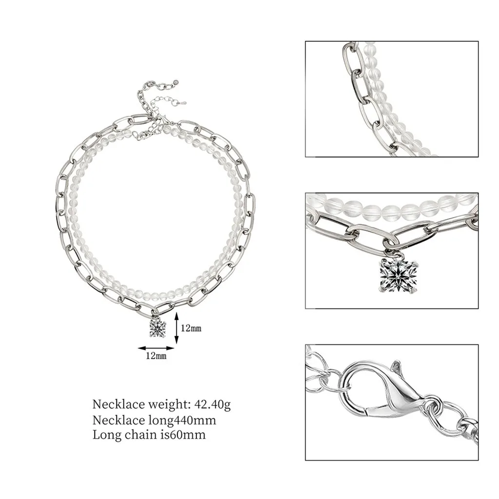 Boutique Fashion Creative Copper Chain Solid Color Pendant Necklace бижутерия цепочка schelpen ketting подвеска jewelry #3O24