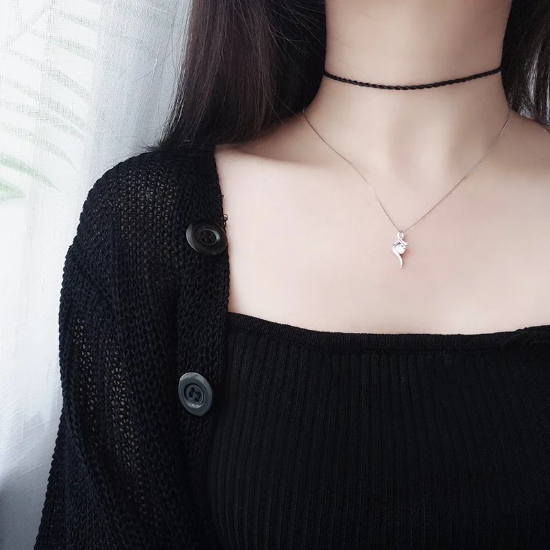 Женское Ожерелье из натуральной 925 пробы серебряное ожерелье цельного материала