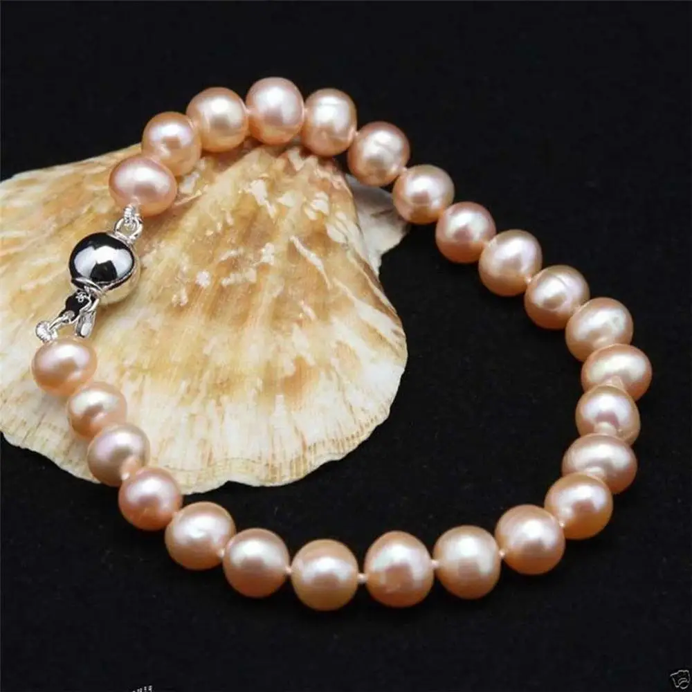 

Natural 8-9mm Pink Akoya Cultured Pearl Bracelet 7.5"