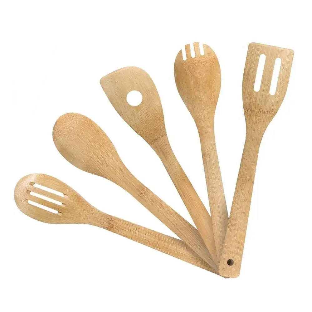 Bamboo Kitchen Cooking Utensil Tool Spoon Soup Teaspoon Spatula Utensils Wooden Stir | Дом и сад