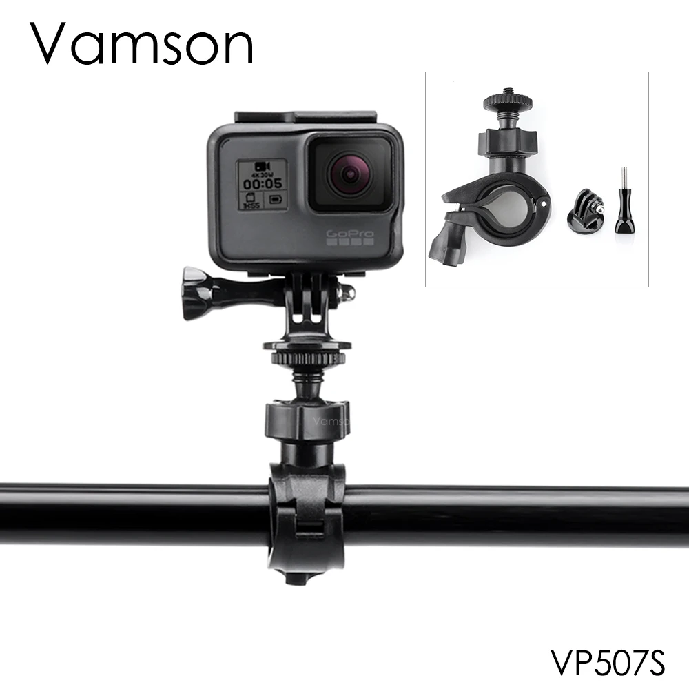 

Vamson For Gopro 7/6/5/4 Accessories Rotation Bicycle Motorcycle Handlebar Pole Mount Tripod Adapter for Xiaomi YI 4K VP507S