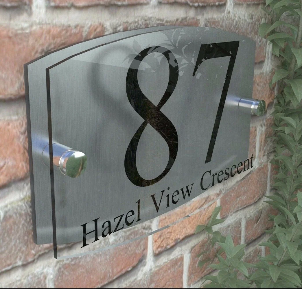 

Customized Contemporary Acrylic House Sign Plaque Door Number 1 - 9999 Personalised Plate