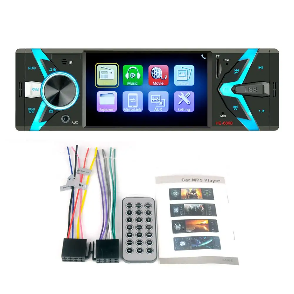 Car Radio Only Автомагнитола 1din FM 4," автомобильный аудио стерео Bluetooth Aux Входной приемник SD USB Поддержка камеры заднего вида управление рулевым колесом - Цвет: Car Radio Only