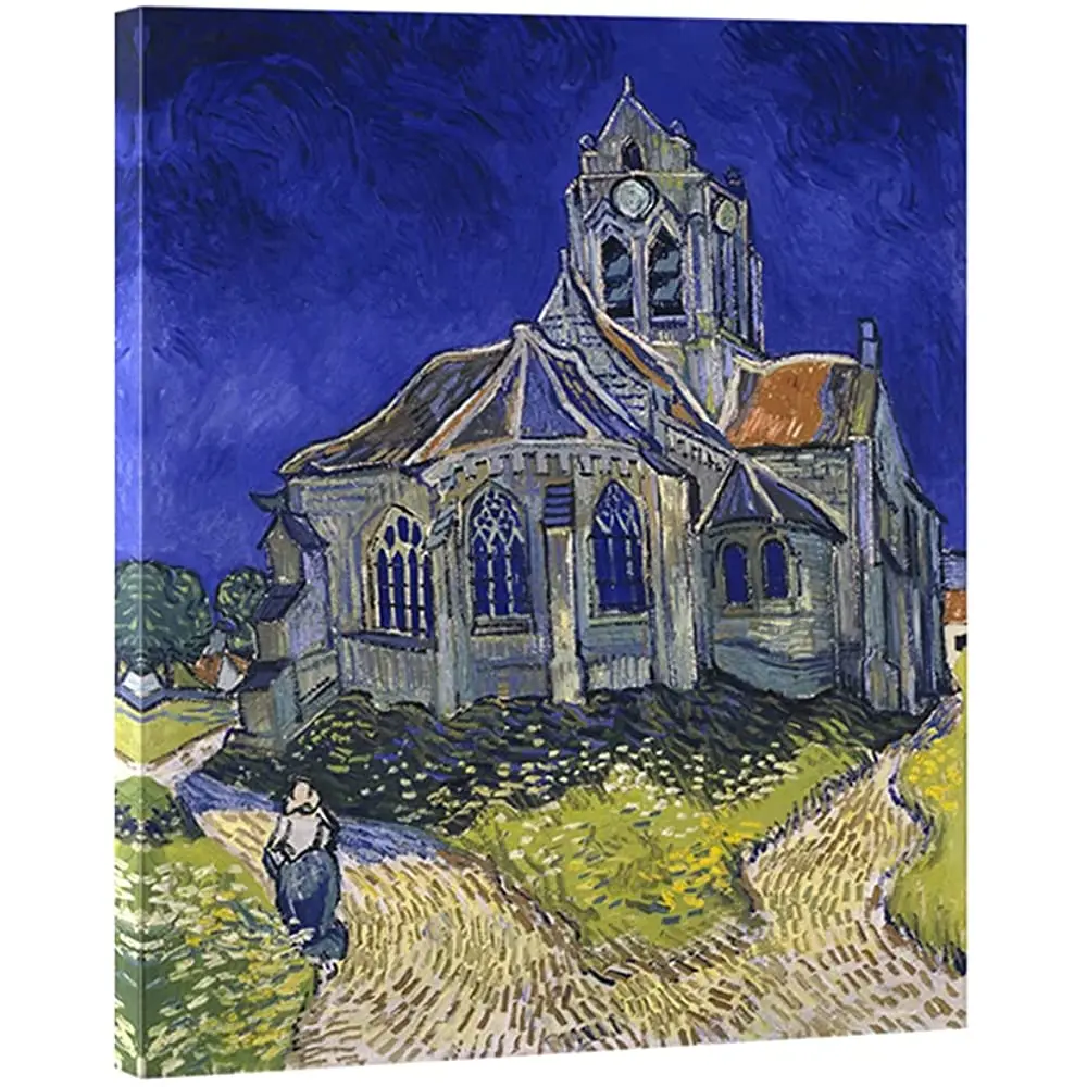 

Wieco Art Church at Auvers Giclee Canvas Prints Wall Art by Vincent Van Gogh Famous Paintings Reproduction Modern