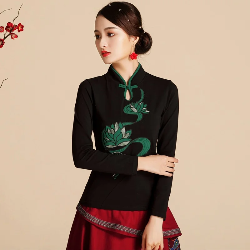 Китайский традиционный Чонсам Топ льняная рубашка для женщин Элегантный Хлопок