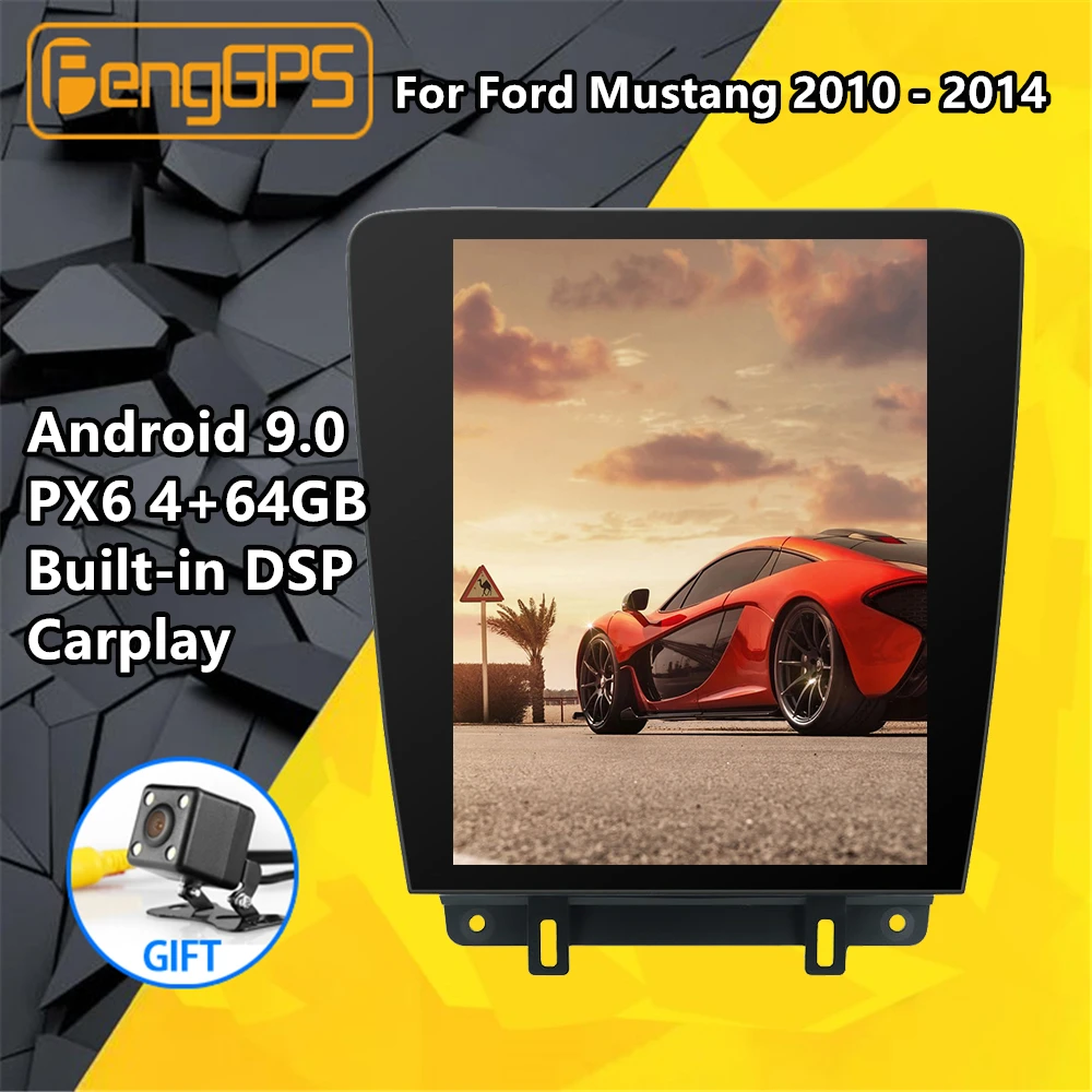 Автомобильный мультимедийный стерео плеер экран Tesla Android PX6 для Ford Mustang 2010 2014 CARPLAY