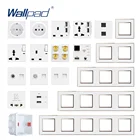 Настенная розетка Wallpad, модуль сделай сам, белая акриловая панель с золотой границей, электрическая розетка, функциональная клавиша, комбинация