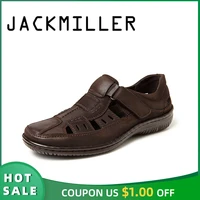 jackmiller men sandals summer breathable comfortable super light casual brown mark line sandal men shoes hook loop slip on