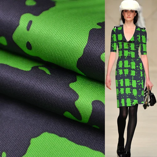 Черная и зеленая Толстая шелковая Атласная Ткань жоржет атласная ткань