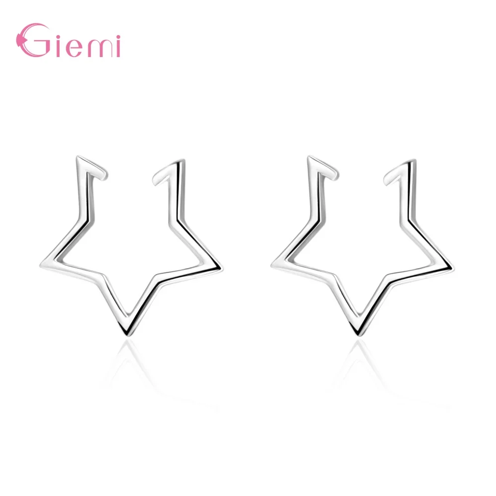 

Simple Style 100% Silver 925 Jewelry Star Pattern Stud Earrings For Women Newest Fashion Party Anniversary Jewelry Accessory