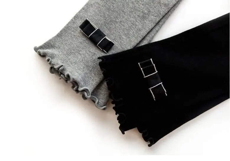 Весенне-летние леггинсы для девочек обтягивающие черно-белые хлопковые