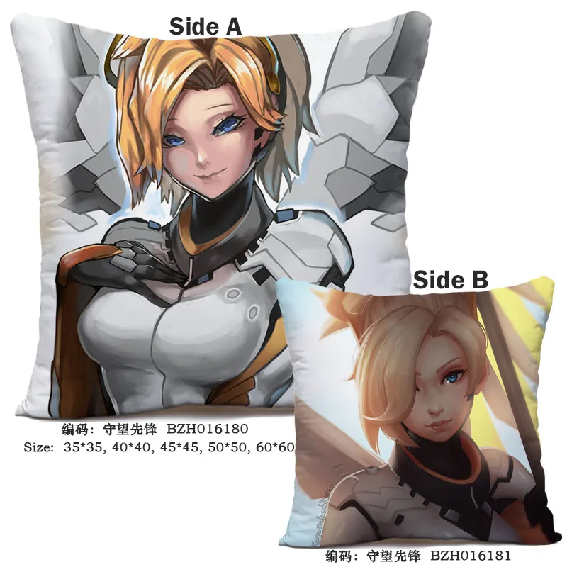 7 45X45 см аниме игра Overwatch наволочка OW dva Mercy Mei Hanzo Genji Reaper Dakimakura Чехол 3D двухсторонний принт наволочка - Цвет: 7