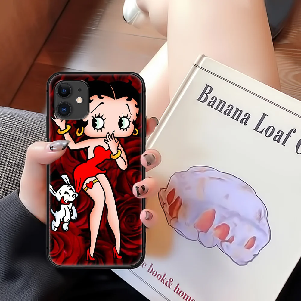 

Betty Boop Fashion Brand Phone Case Cover Hull For Iphone 5 5s Se 2 6 6s 7 8 12 Mini Plus X XS XR 11 PRO MAX black Hoesjes