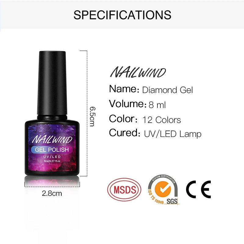 Гель Nailwind лак для ногтей 8 мл маникюрный набор УФ светодиодный гель дизайн основа