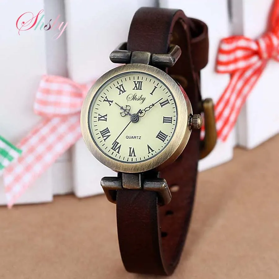 Shsby-reloj Vintage de cuero para mujer, pulsera femenina de moda, relojes de vestir