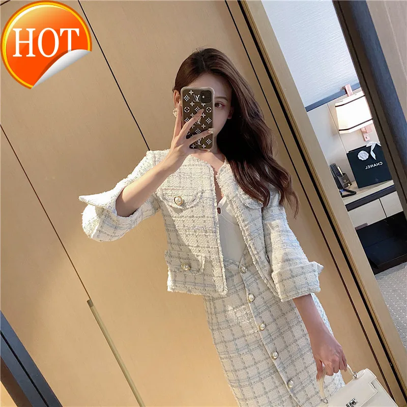 

Костюм в иностранном стиле, новинка 2020, Женское пальто во французском стиле с юбкой