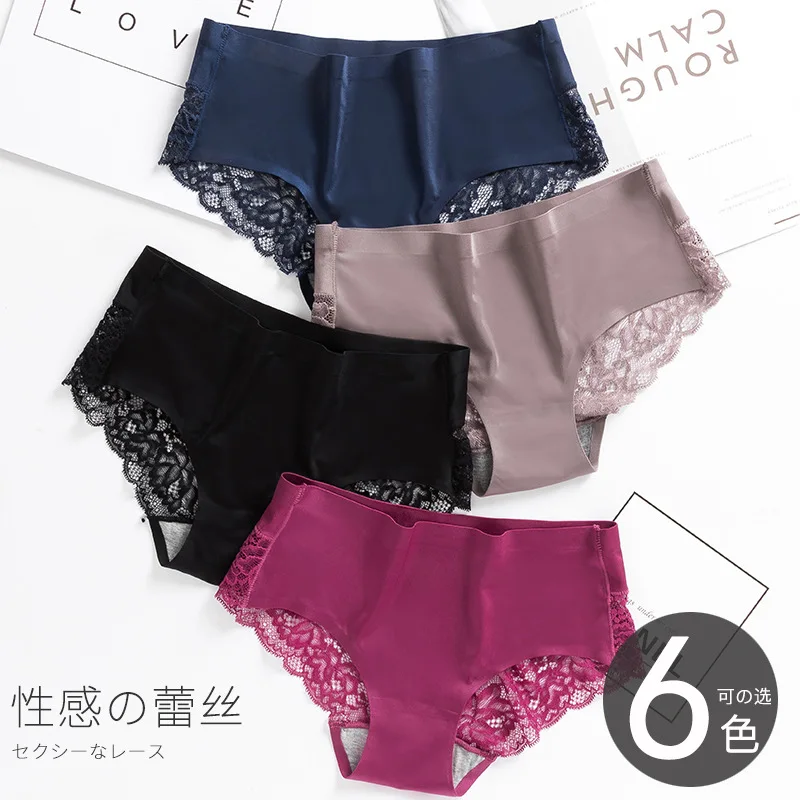 

Ice Silk Skin Friendly Cotton Stitching Sexy Underwear Women One Piece Spot Seamless Ladies Briefs Lingerie Femme Panties Summer