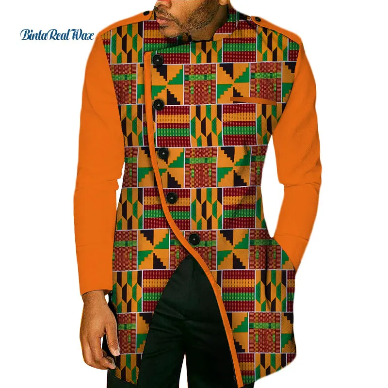 Модные осенние Африканские Восковые футболки с длинными рукавами для мужчин Bazin