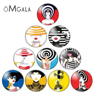 Модная Современная иллюстрация для девушек 10 шт. 12 мм18 мм20 мм25 мм круглая фото стеклянная кабошон демонстрационная фурнитура с плоским основанием