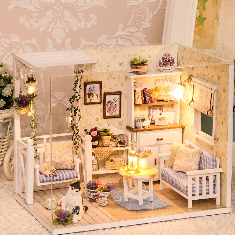 

CUTEBEE Doll House DIY Miniature Dollhouse Model Wooden Toy Furnitures Casa De Boneca Dolls Houses Toys Birthday Gift H012