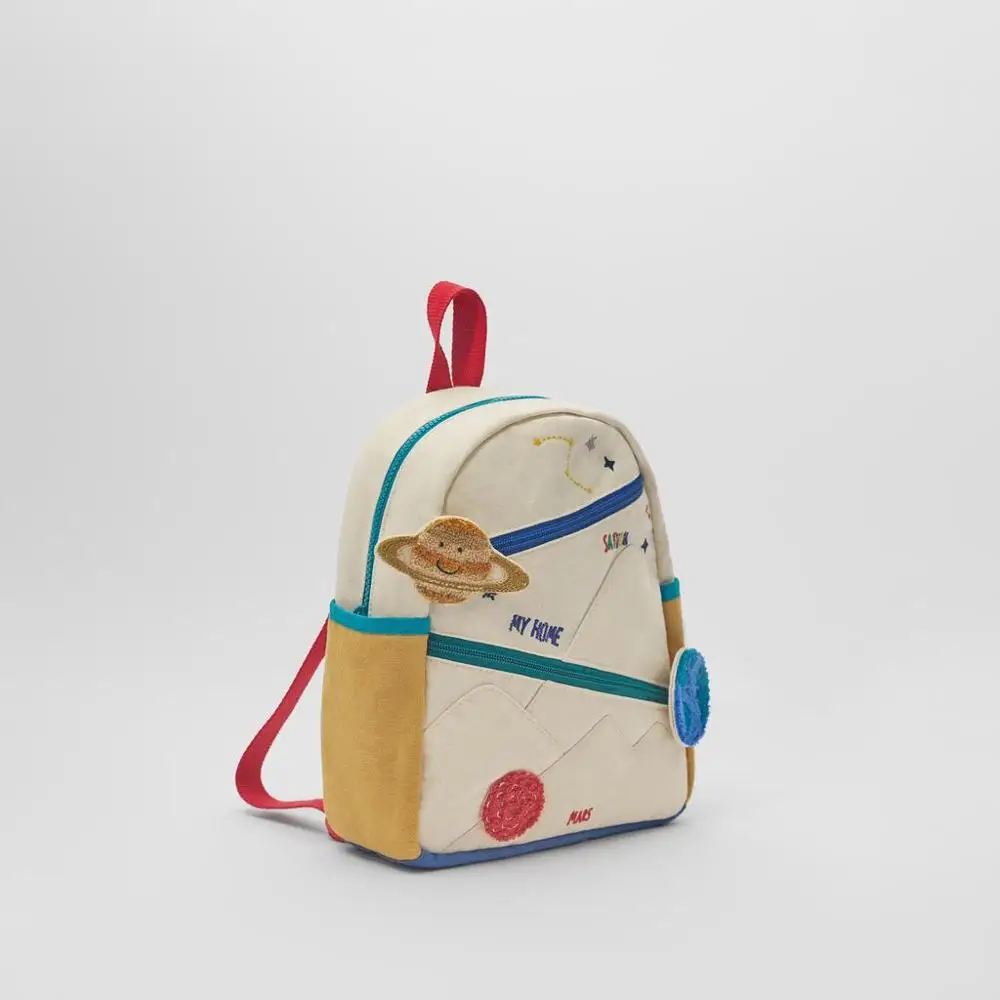 Новый детский хлопчатобумажный холщовый рюкзак с вышивкой земля Звезда шар милая девушка цвет сочетается Повседневная маленькая школьная ... от AliExpress WW