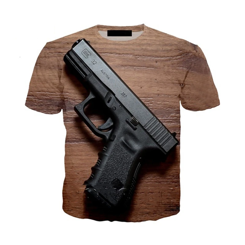 

New Summer 3D Gun T Shirts Funny 3d Printed Streetwear Beretta Gun tshirt Fashion Casual Short Sleeve Punk Gun 3d T shirts
