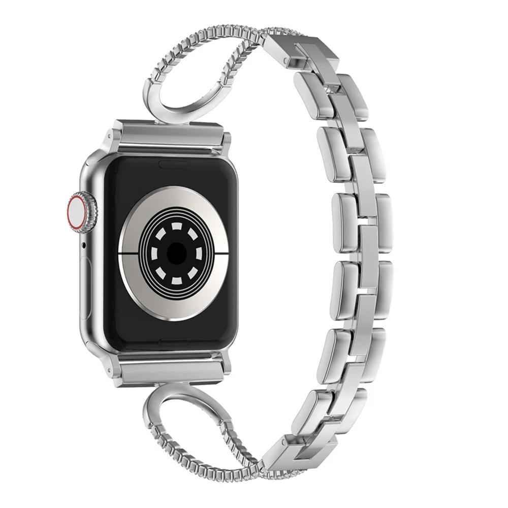 Шикарный Браслет со стразами для Apple Watch для женщин 38 мм 42 мм 40 мм 44 мм ремешок из нержавеющей стали металлический браслет для iWatch серии 4 3 2 1