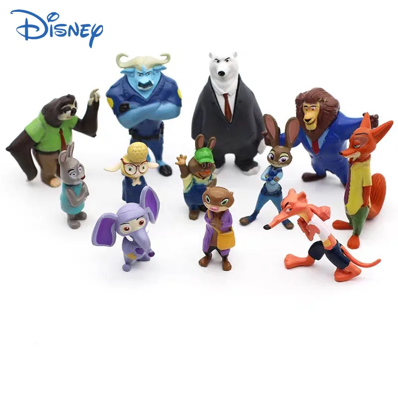 

12pcs/set Disney 4-7cm Zootopia Toys Action Figure Doll Judy Nick Zootropolis Anime PVC Model Dolls Children's Gifts