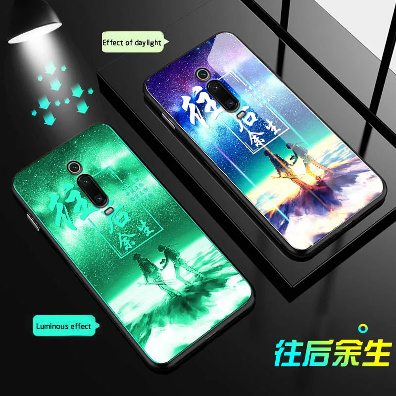 08 Волк Дракон Чехол в виде светящегося стекла для Xiaomi Mi 9 A3 Lite 9T Pro A2 A3 Примечание 3 Аврора чехол для redmi 8 7 7A Note 8 7 K20 Pro Чехол - Цвет: 08
