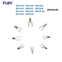 50pcs non insulated spade terminal electric fork naked crimp terminales ut1 52 5 wire cable connector 1614awg 1 52 5mm2