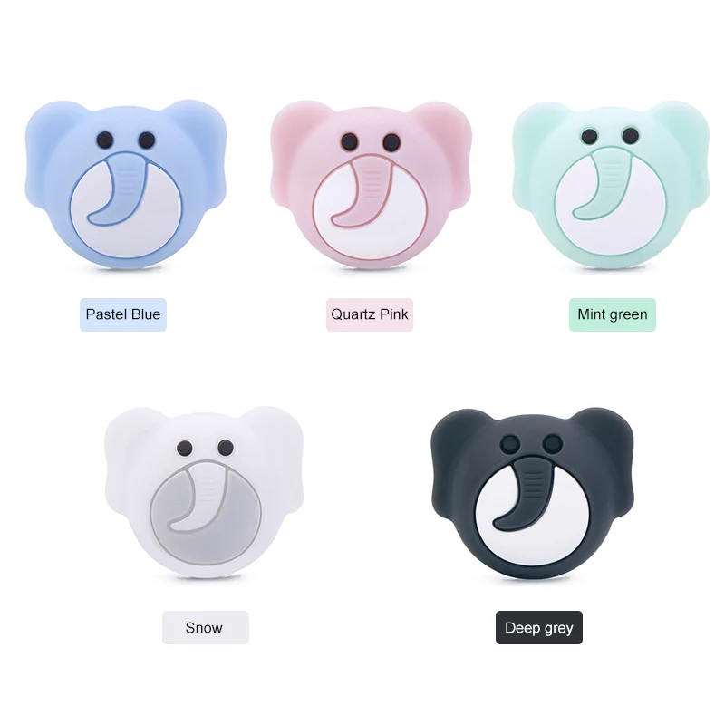 Chenkai 50PCS Silicone Elephant Teether Beads DIY Baby Shower Animal Cartoon Chewing Pacifier Dummy Sensory Toy Accessories | Мать и