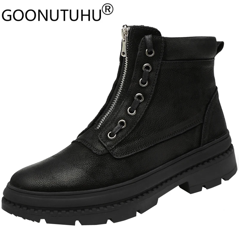 Мужские зимние ботинки армейские повседневные ботильоны из натуральной кожи