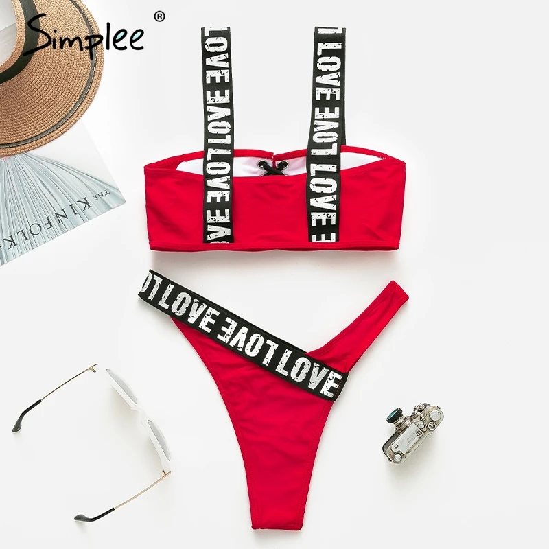 Раздельный купальник Simplee с эффектом пуш-ап, простой купальник с мягкими чашечками черно-белого цвета, с завязками, для лета