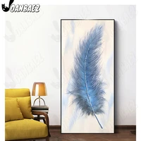 blue feather diamond painting 5d diy wall art simple still life embroidery inlaid home room decoration gift accessories