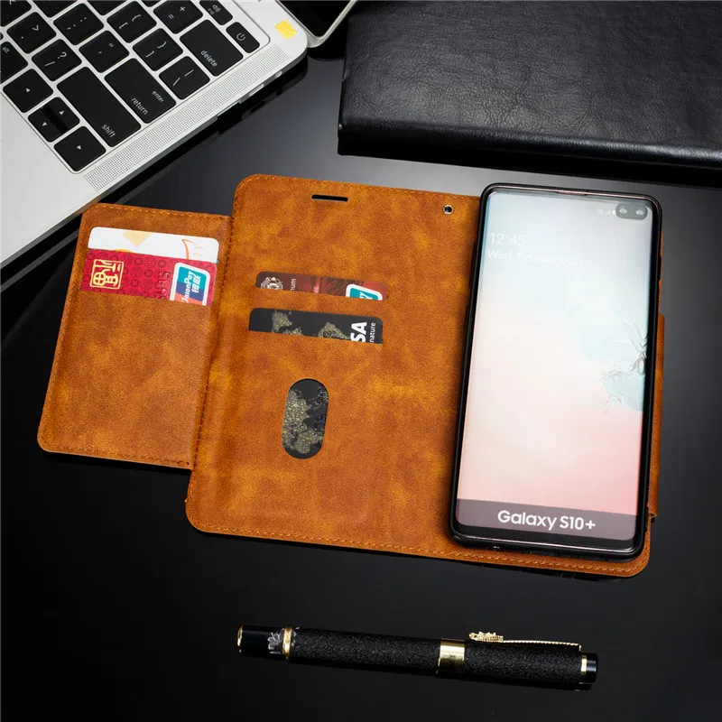 Роскошный кожаный кошелек чехол для samsung Galaxy A50 S10 S9 S8 плюс S7 край J4 J6 J8 A7 2018 A30 A70