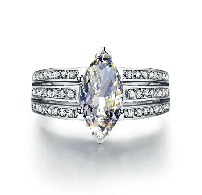 Роскошные свадебные кольца для женщин трехуровневая искусственная смола 3 CT из