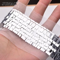 junao 1 yard 35mm sparkly sliver sequins trim ribbon sewing glitter fabric decoration paillette material scrapbook crafts