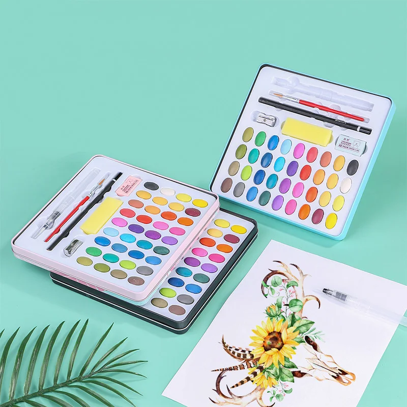 

36 Colors Solid Watercolor Pigments Iron Box Set Drawing Painting For Children Students Beginners Art Supplies