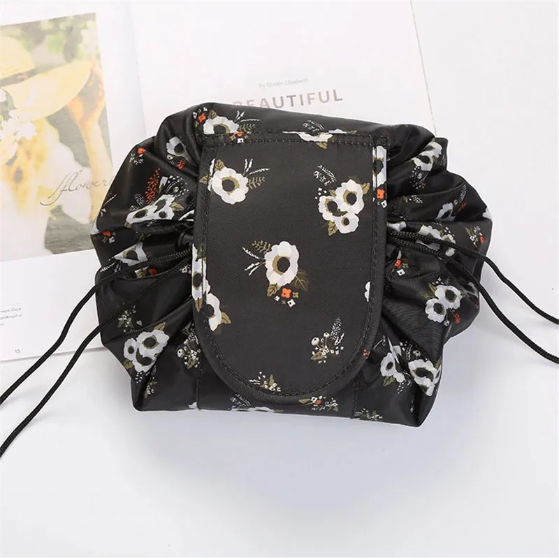 

Lazy Men Storage Bag Printing Drawstring Makeup Organizer Portable Travel Cosmetics Women Bag Rolling Round Dustproof Cover