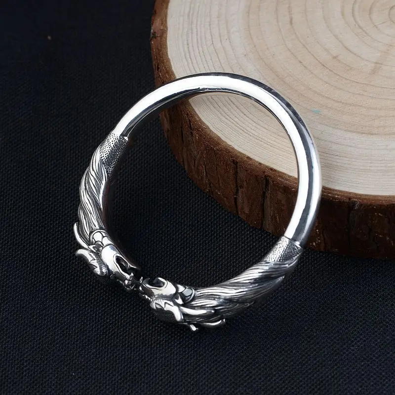 Мужской винтажный браслет в виде дракона из серебра 990 пробы изящное ювелирное