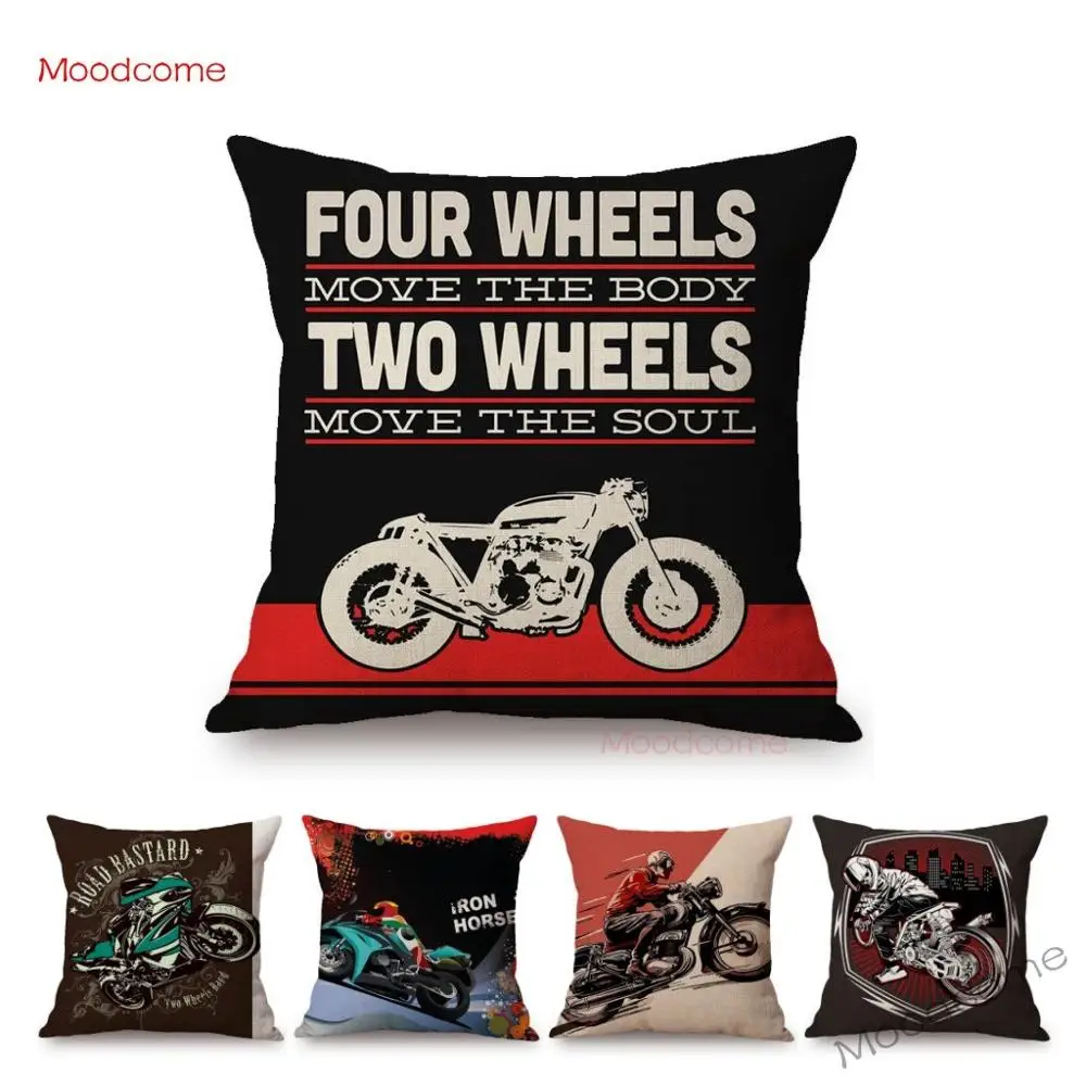 Чехол для подушки в стиле ретро с буквенным принтом байкеров клубных декораций