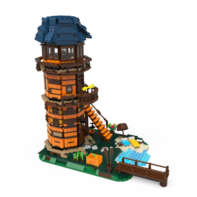 

MOC Retro Lighthouse Building Blocks Architecture Light Tower Idea Assemble House Brain Game Toys For Children Kid Birthday Gift
