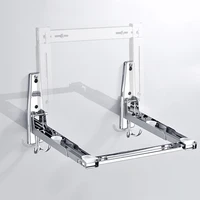 stainless steel microwave foldable oven shelf rack support frame stretch adjustable wall mount bracket holder kitchen storage