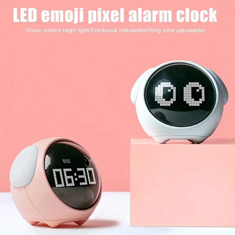 

Cute Expression Alarm Clock Multi Function Digital LED Snooze Function Volume Brightness Adjustable Bedside Clock for Home