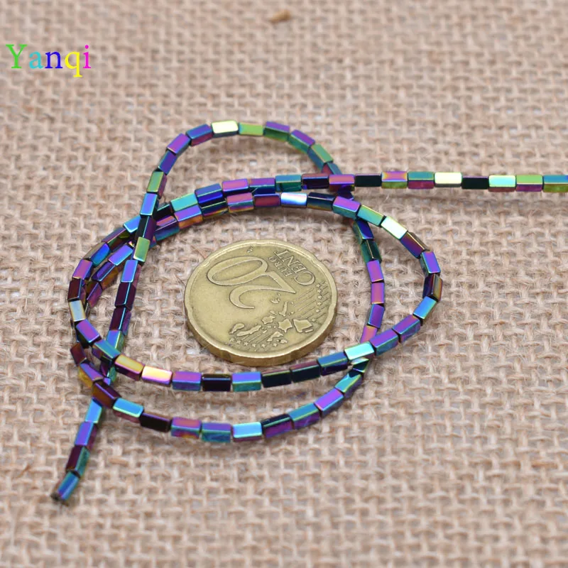 5-2x4mm 95 шт./лот, блестящие разноцветные бусины из натурального камня, гематит, прямоугольные бусины квадратной формы для самостоятельного изготовления ювелирных изделий - Цвет: 5-2x4mm