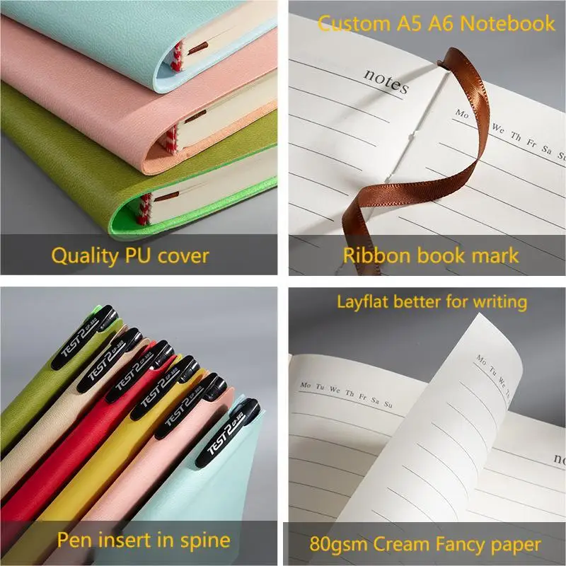 

High Quality Cream Paper A5 A6 PU Notebooks Lined Dairy Planner Student Journals Notebooks Office School Supplies Stationery