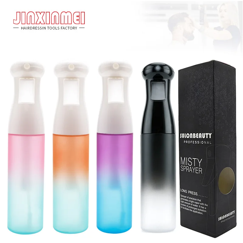 

2021 Colorful Hairdressing Spray bottle Salon Haircut High Pressure Continuous Sprayer 300ML Beauty Water Bottle Styling Tools